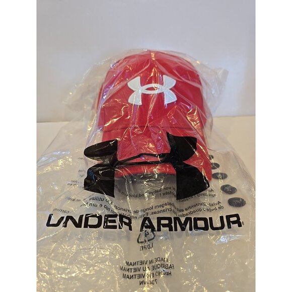 NEW Men's Under Armour Blitzing Baseball Cap 1376700 UA Red/White Fitted M/L Hat - Picture 2 of 5